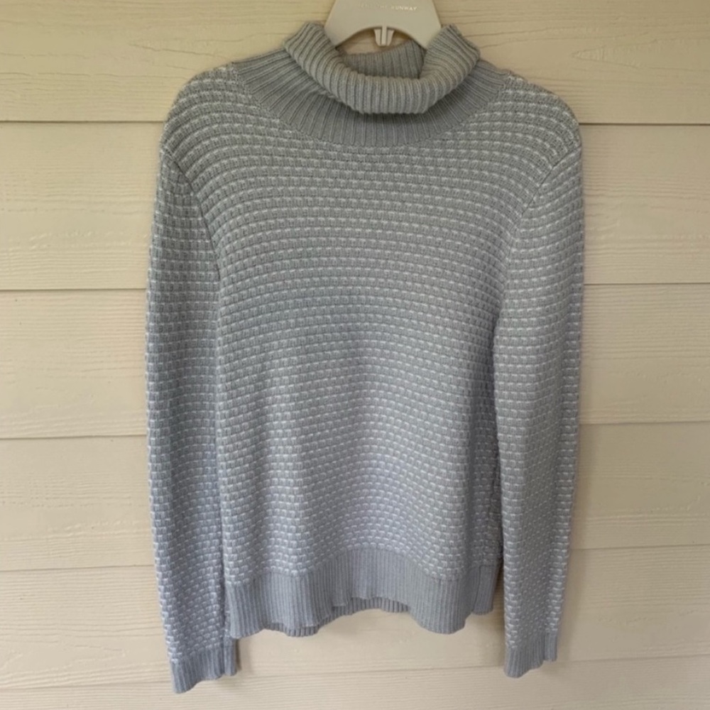 J Crew Tiled Gray/White Turtleneck Sweater sz s